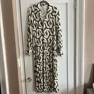 Elegant Long Sleeve Floral Blue Dress